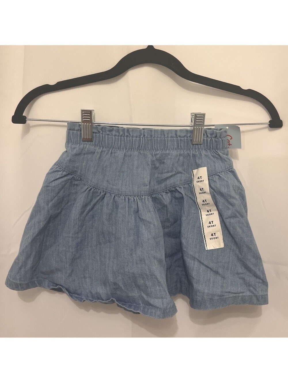 Cat & Jack Girls 4T Chambray Denim Skort Tiered Ruffle Flowy NWT New